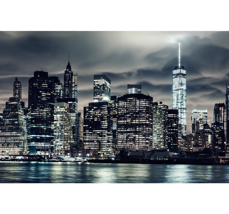 Rolgordijn woonkamer new york bij nacht - TenStickers