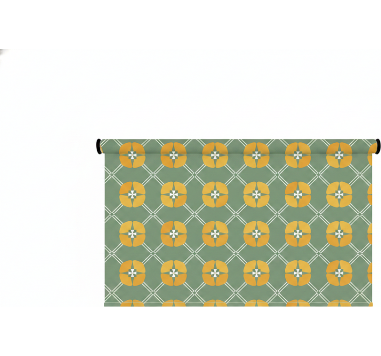 Rolgordijn groen vintage groen bloemenpatroon - TenStickers