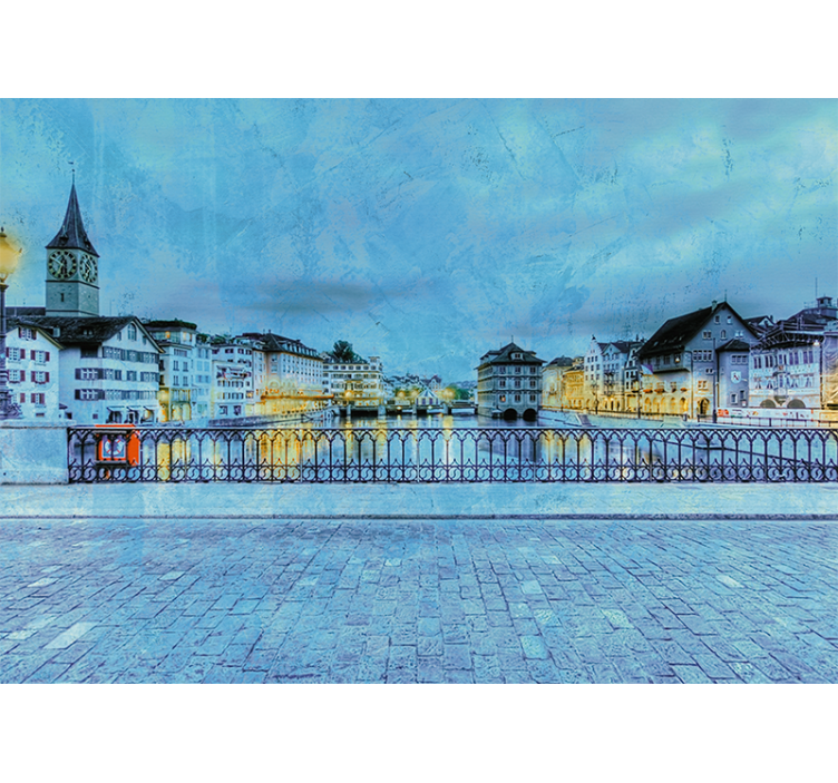 Rolgordijn woonkamer koude nacht op een brug in zürich - TenStickers