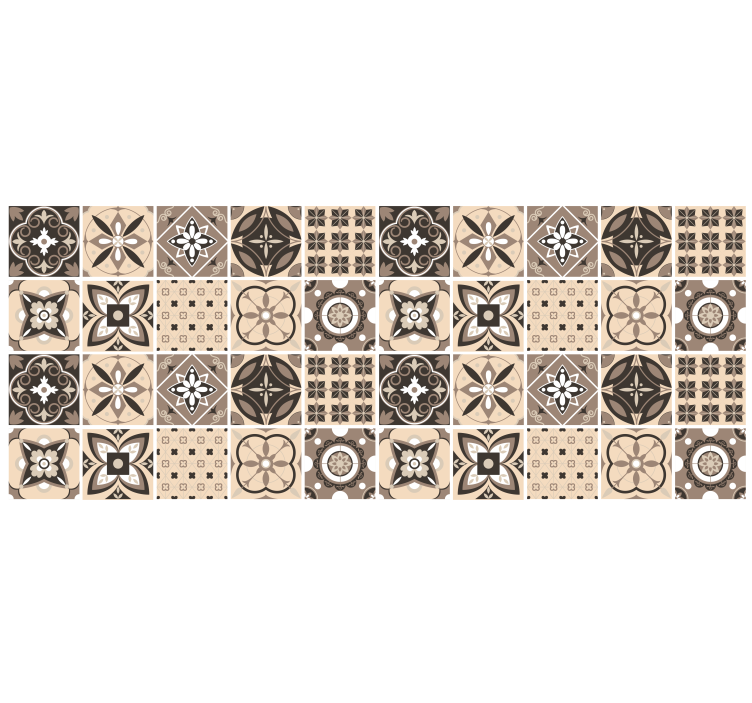 Rolgordijn beige met geometrisch tegelpatroon - TenStickers