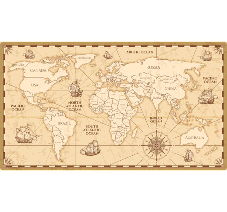 Rolgordijn beige vintage wereldkaart ontwerp - TenStickers