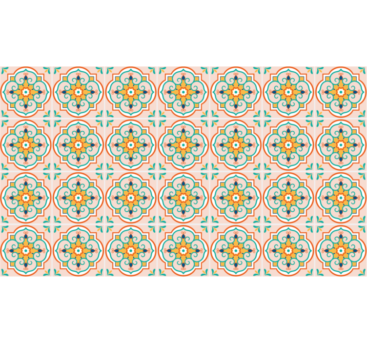 Rolgordijn beige vierkant kleurrijk design - TenStickers