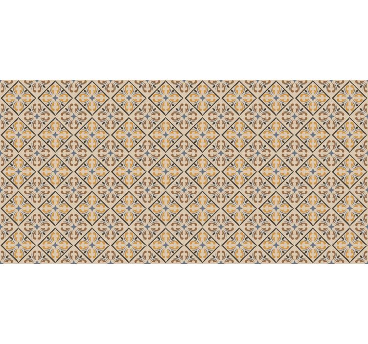 Rolgordijn beige goud en blauw barokpatroon - TenStickers