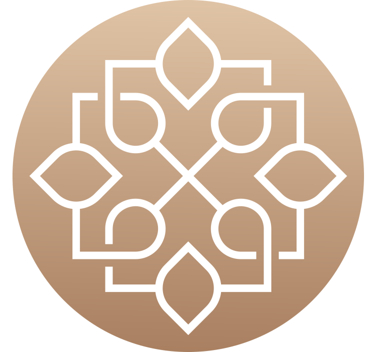 Rolgordijn beige met eenvoudig geometrisch mandala ontwerp - TenStickers