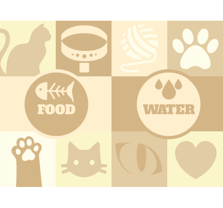 Rolgordijn beige voor katten water en voedsel - TenStickers