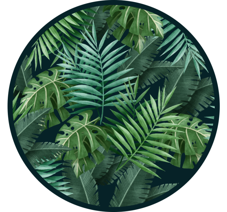Rolgordijn slaapkamer circulaire exotische groene bladeren - TenStickers