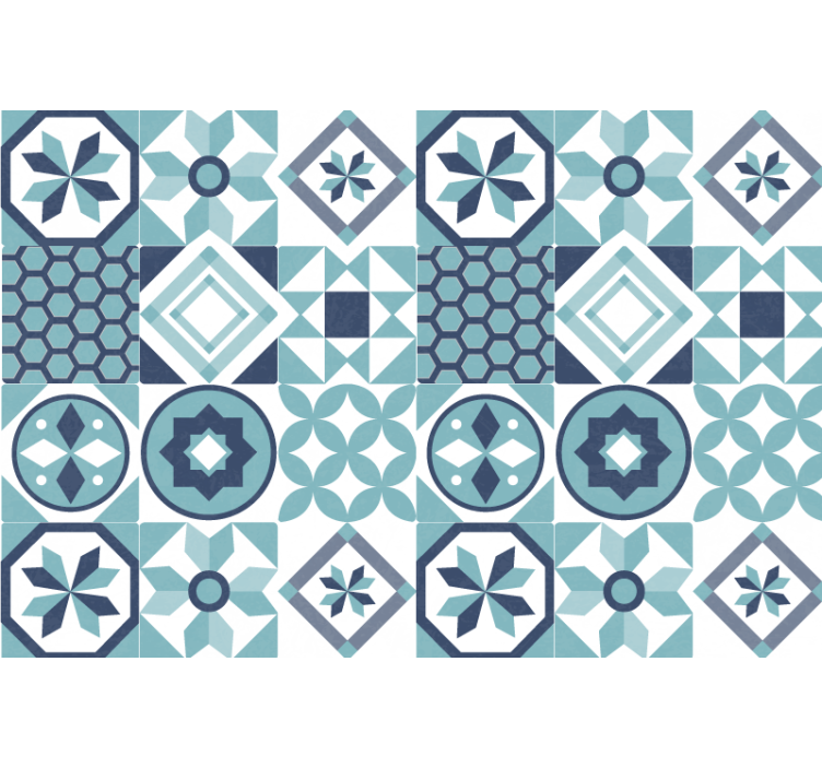 Rolgordijn slaapkamer met donkerblauwe ornamenten - TenStickers