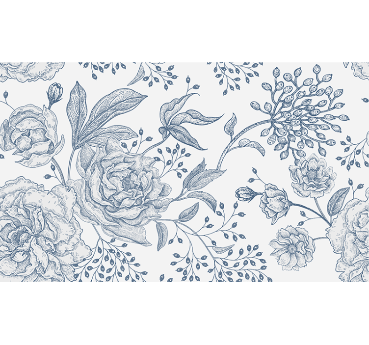 Wit rolgordijn retro stijl bloemenprint - TenStickers