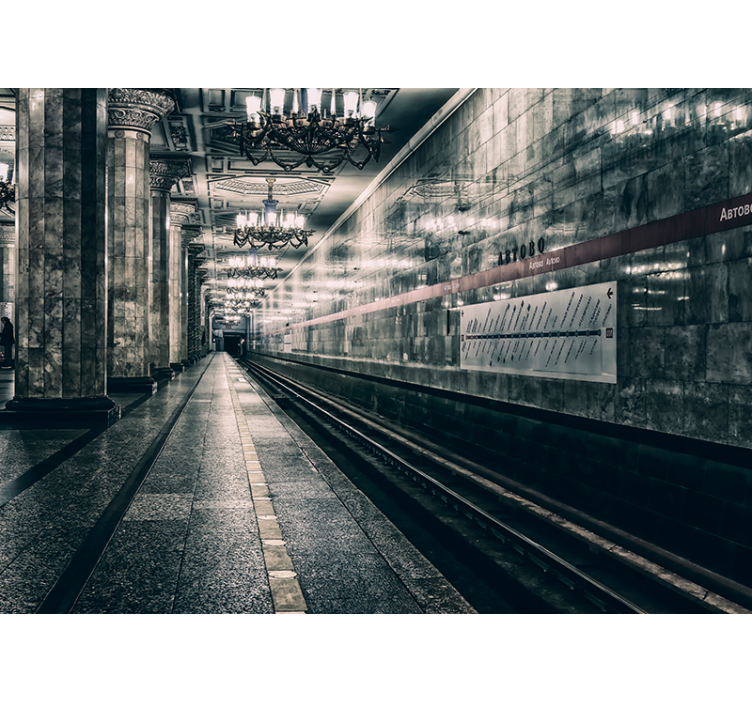 Rolgordijn grijs metro platform - TenStickers
