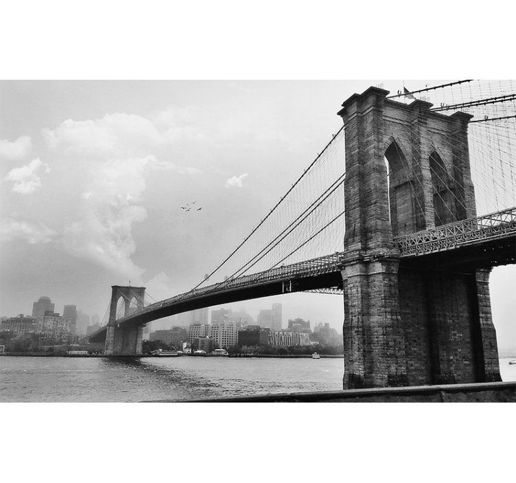 Rolgordijn grijs muurschildering woonkamer new york brug - TenStickers