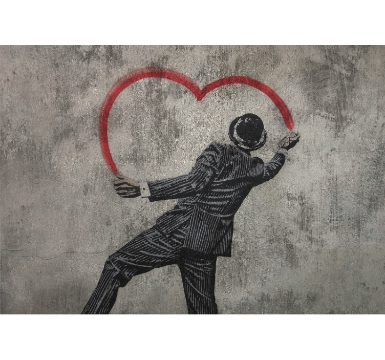 Rolgordijn grijs banksy hart graffiti - TenStickers