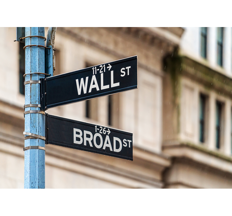 Rolgordijn beige new york wall street bord - TenStickers