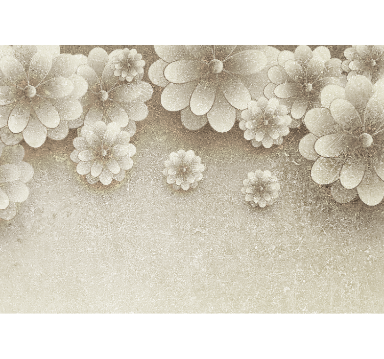 Rolgordijn beige 3d bloemen effect grijs - TenStickers