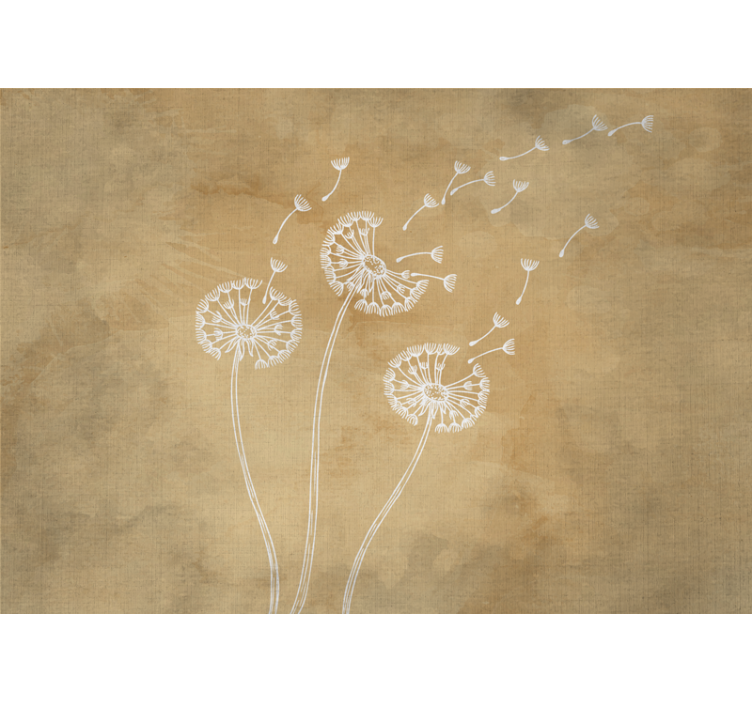 Rolgordijn beige paardenbloemen met en zonder bloemblaadjes - TenStickers
