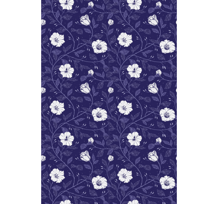 Rolgordijn bloemen blauw met witte bloemen - TenStickers