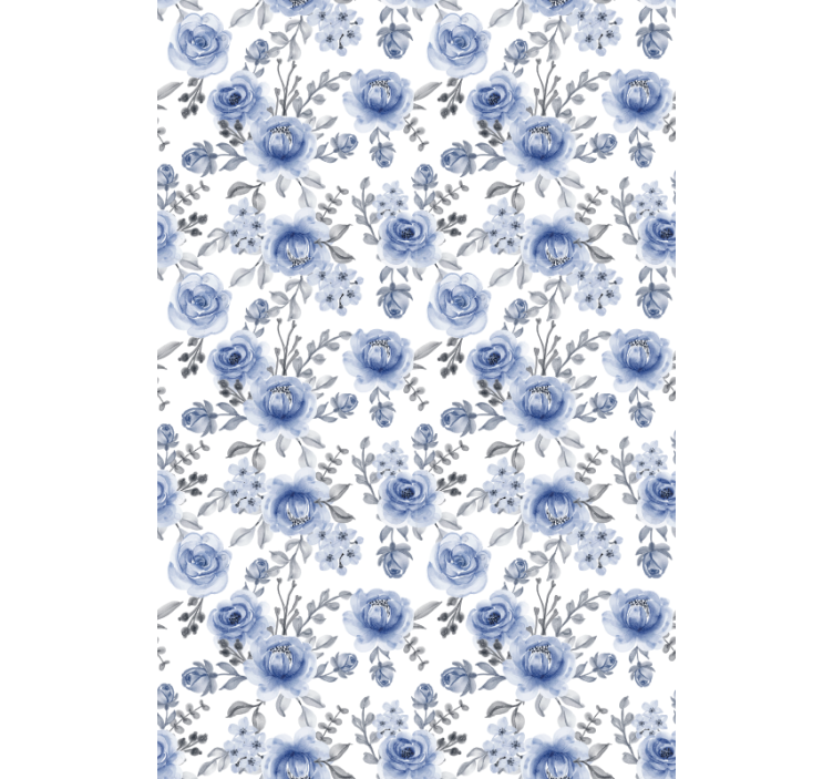 Blauw bloemmotief rolgordijn bloemen - TenStickers