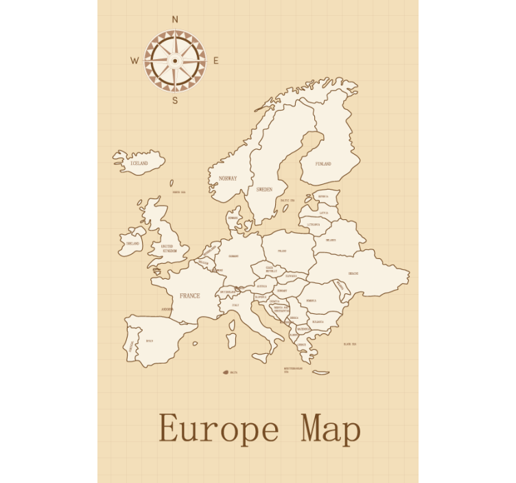 Europa op beige achtergrond wereldmap rolgordijn - TenStickers