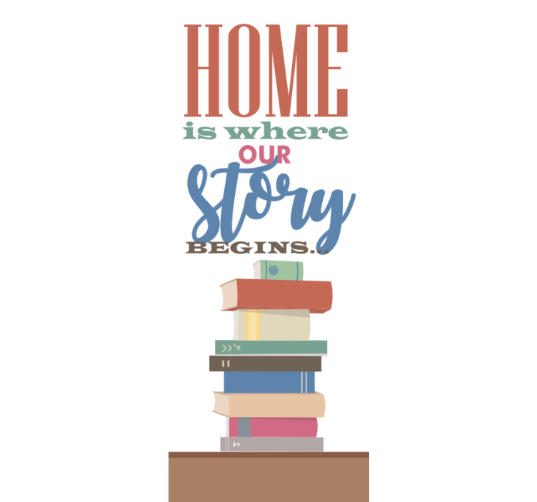 Thuisverhaal begint hier rolgordijn met tekst - TenStickers