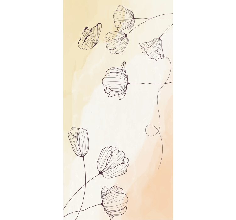 Rolgordijn bloemen aquarella bloemenomtrek - TenStickers