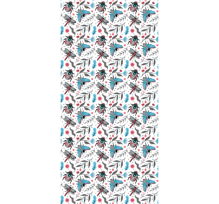 Gevleugelde insecten en flora rolgordijn bloemen en planten - TenStickers