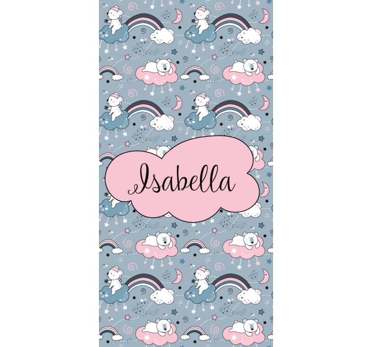 Beer regenboog met naam kinderkamer rolgordijn - TenStickers