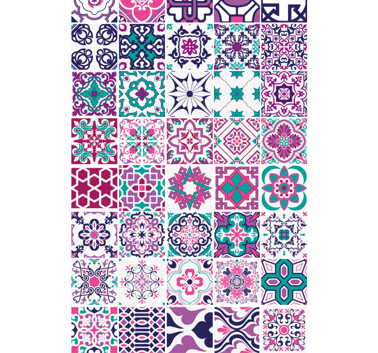 Geometrisch tegelpatroon patronen rolgordijn - TenStickers