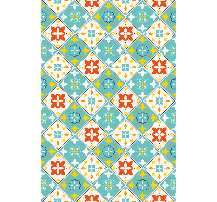 Blauwe en beige tegels badkamer rolgordijn - TenStickers