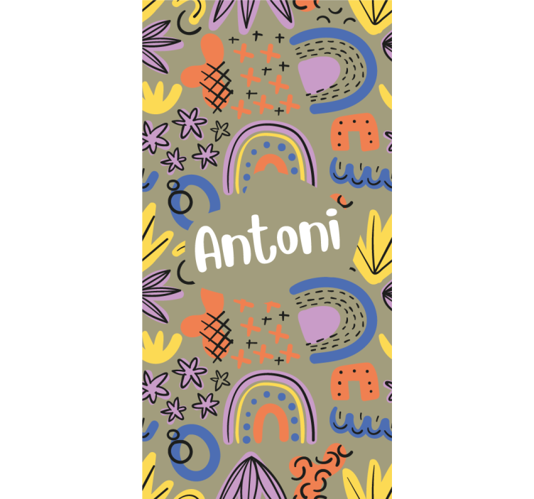 Geometrische regenbogen met naam kinderkamer rolgordijn - TenStickers