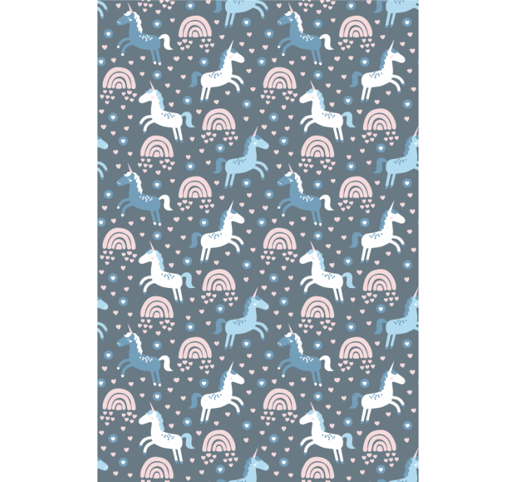 Kinderkamer rolgordijn blauwe eenhoorns en regenbogen - TenStickers