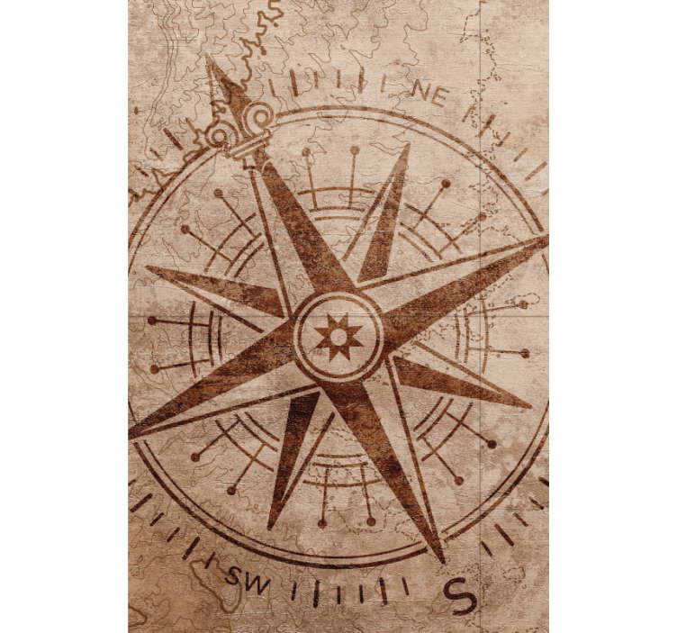 Vintage kompas ontwerp wereldmap rolgordijn - TenStickers
