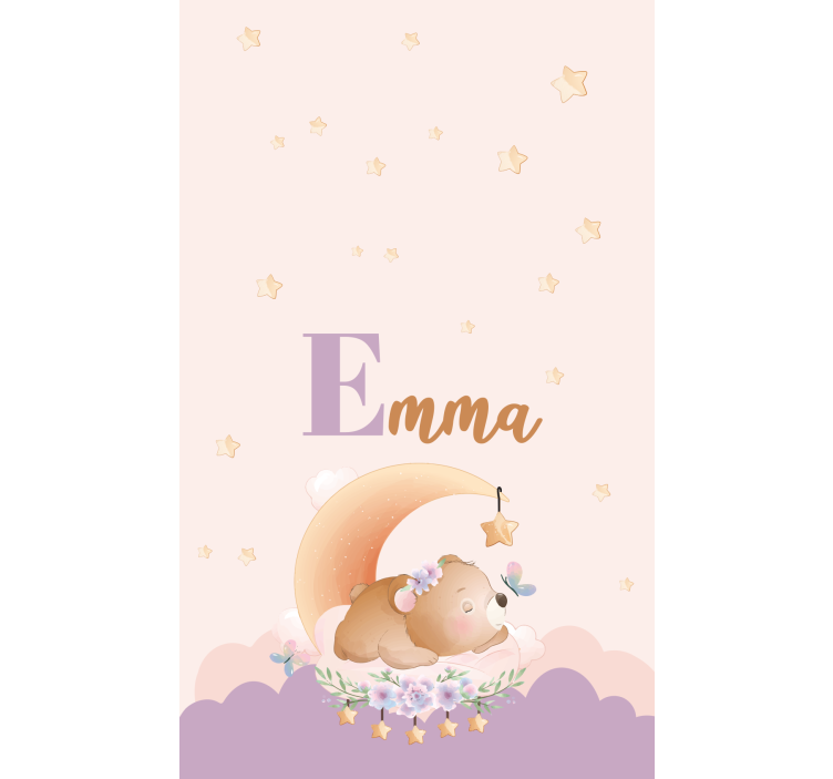 Slapende beer met naam kinderkamer rolgordijn - TenStickers