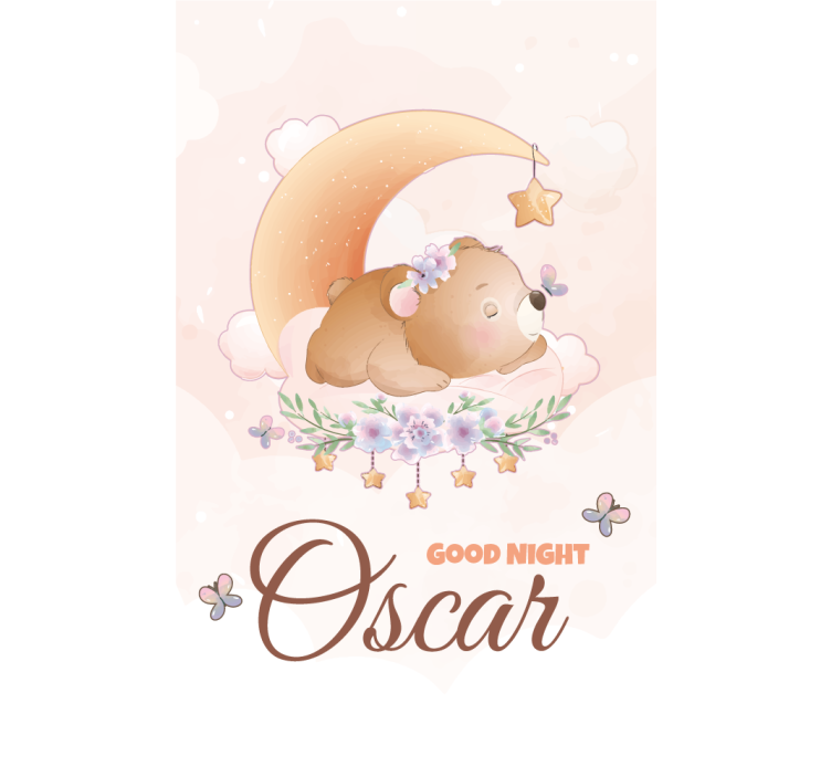 Rolgordijnen babykamer Schattige beer voor jongen met naam - TenStickers