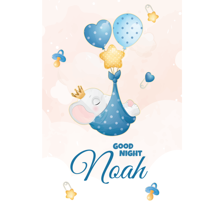 Welterusten olifant met naam rolgordijn babykamer - TenStickers