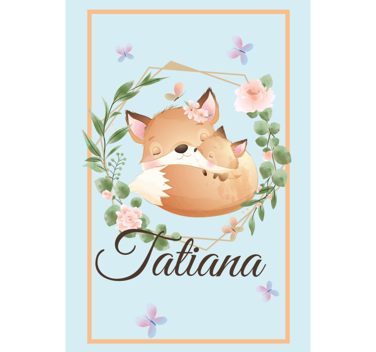 Vosfamilie met naam kinderkamer rolgordijn - TenStickers