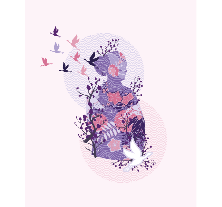 Rolgordijn bloemen en planten floral silhouette art - TenStickers