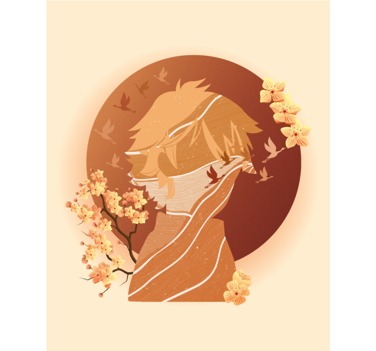 Aziatische natuur silhouet rolgordijn kunst - TenStickers