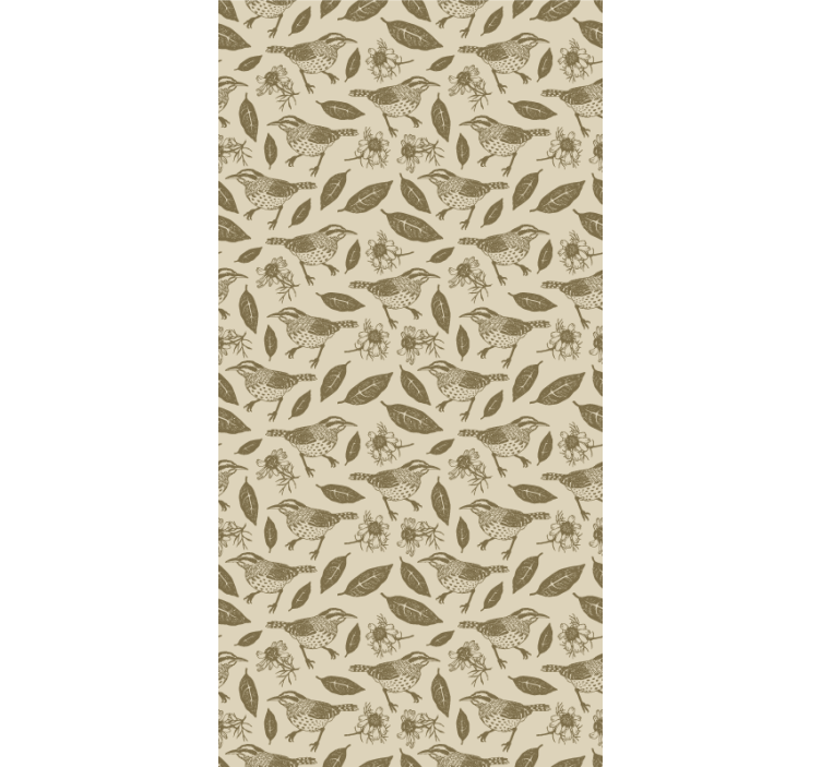 Rolgordijn woonkamer met vogels in de natuur en planten - TenStickers