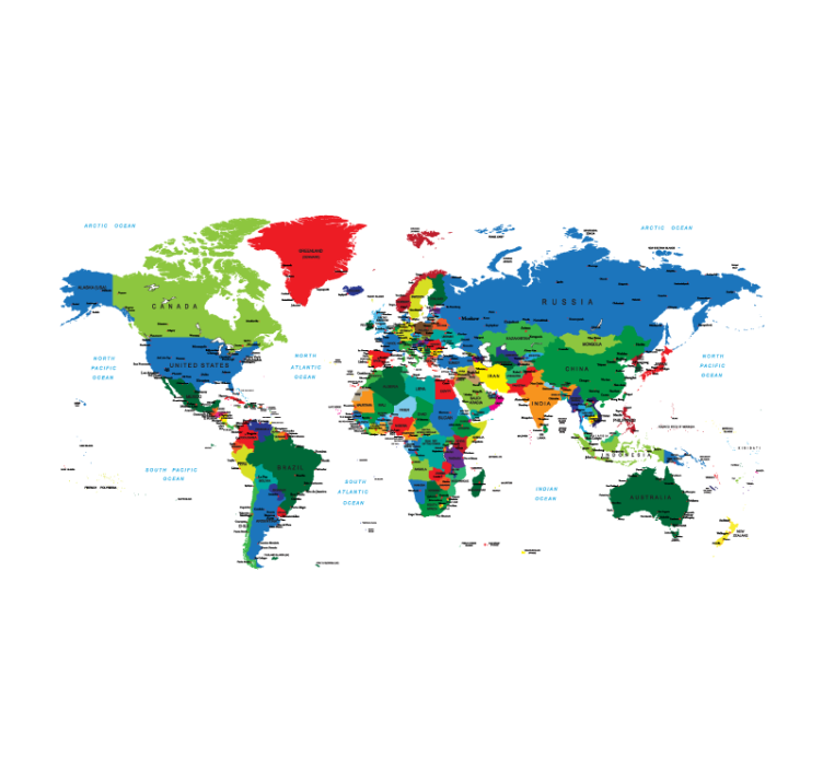 Politieke cartografie Jalozie wereldmap - TenStickers