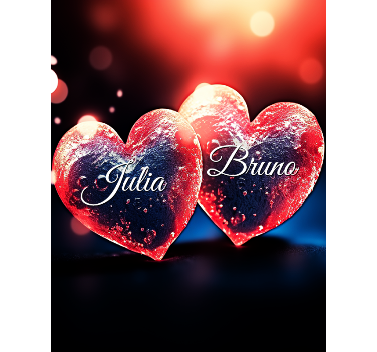 Harten met naam Gepersonaliseerd rolgordijn - TenStickers