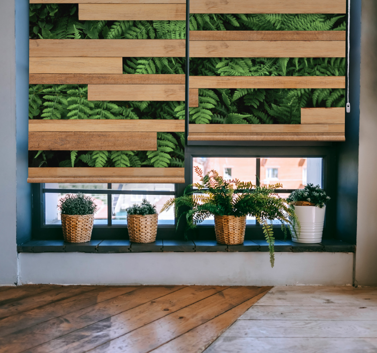 Weelderige groene overlay rolgordijn bomen - TenStickers