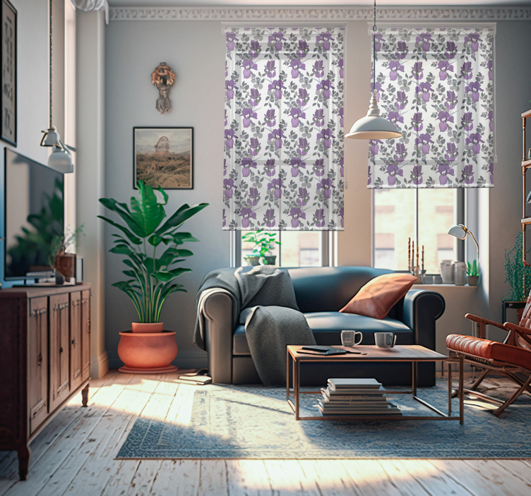 Paarse lelie patroon rolgordijn - TenStickers