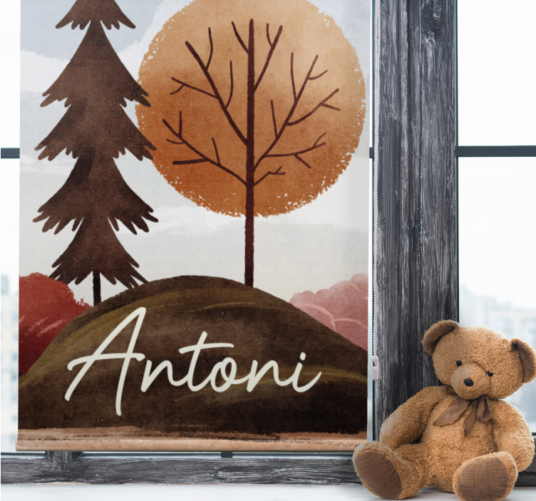 Noords bos met naam kinderkamer rolgordijn - TenStickers