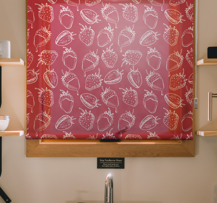 Aardbeienpatroon rolgordijn fruit en groente - TenStickers