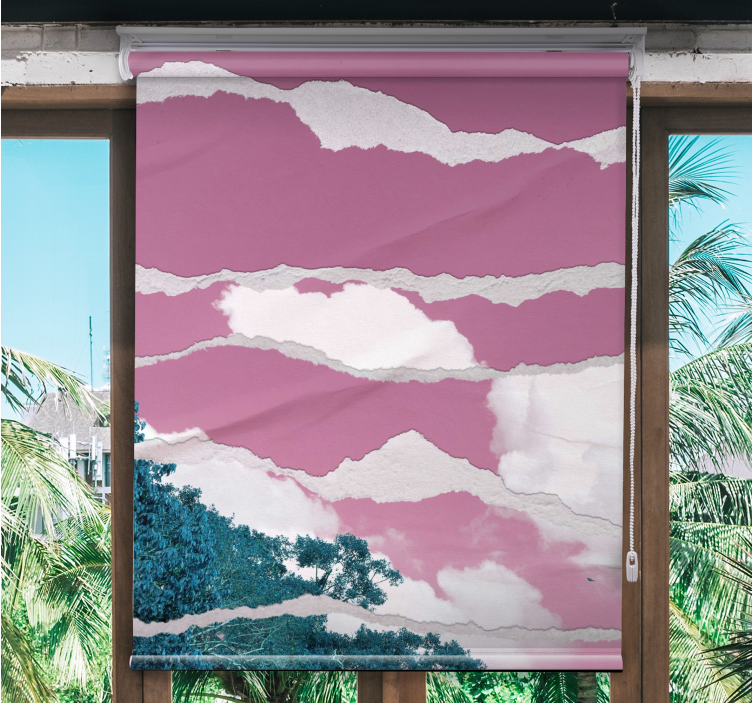 Bewolkte roze horizon rolgordijn wolken - TenStickers