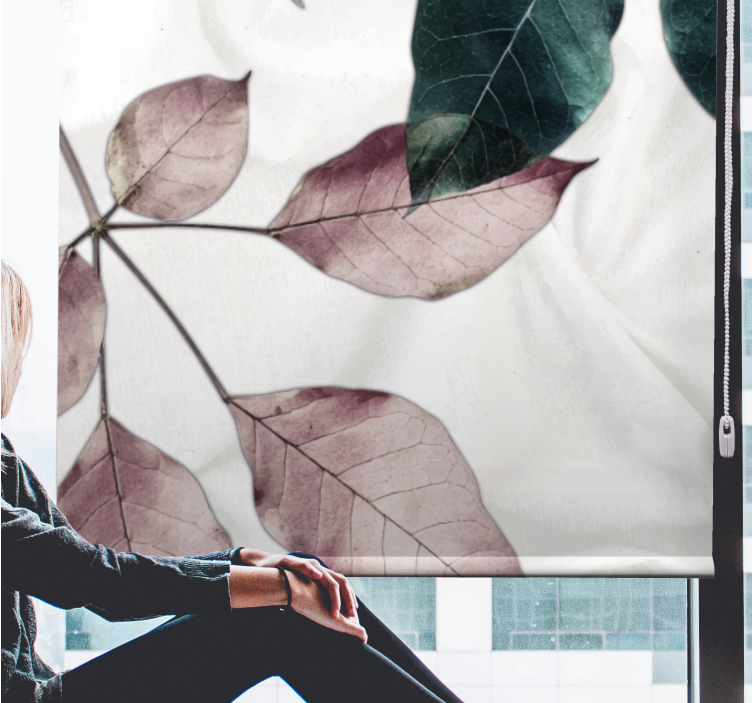 Botanisch thema met bladeren rolgordijn woonkamer - TenStickers