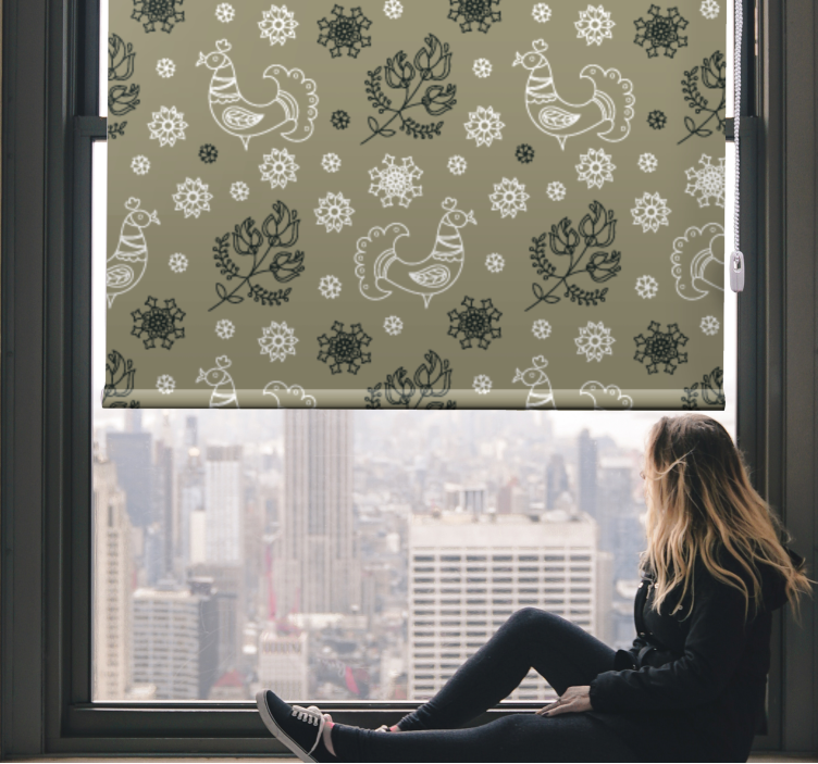 Charmante vogelpatronen rolgordijn dieren - TenStickers