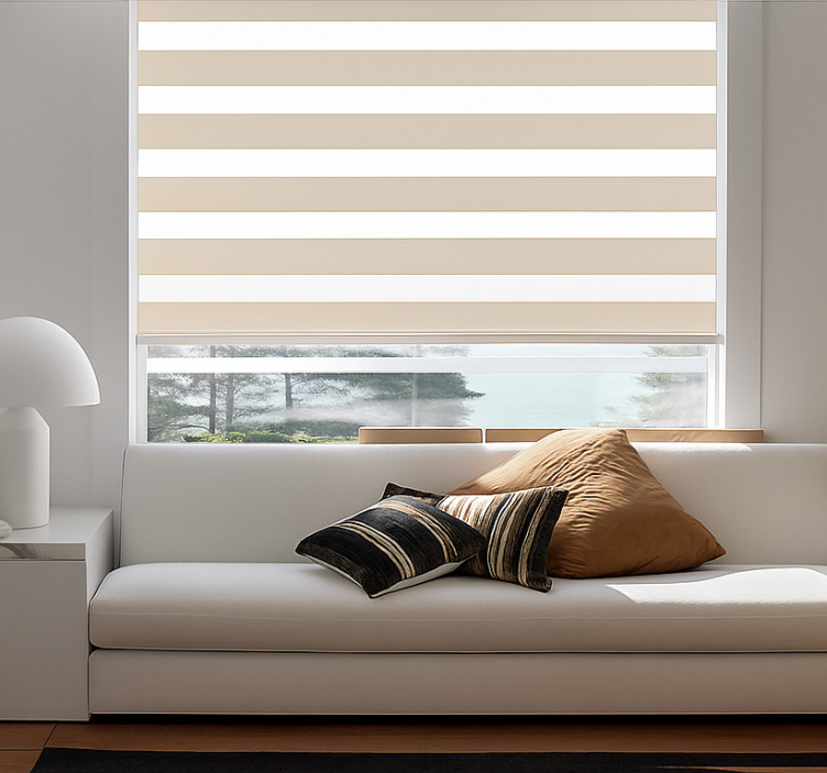 Crème en wit horizontaal klassiek rolgordijn - TenStickers