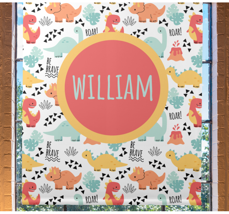 Babydinosaurussen met cirkelnaam dinosaurus rolgordijn - TenStickers