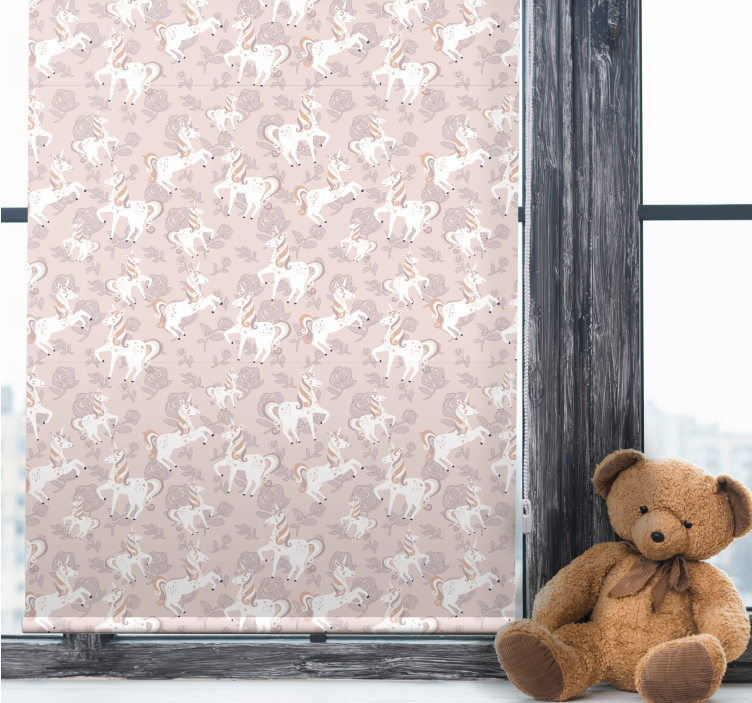 Beige eenhoorn fantasie kinderkamer rolgordijn - TenStickers