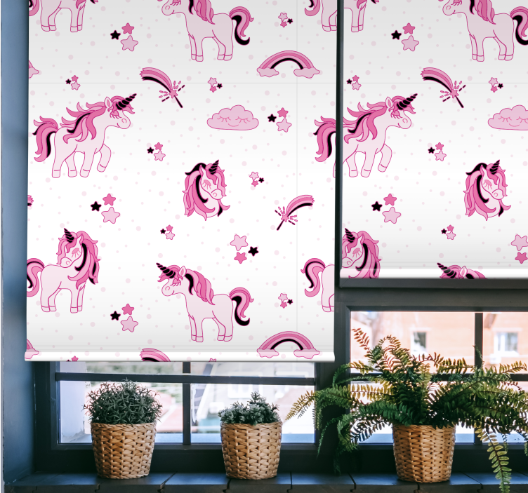 Eenhoorn fantasie print kinderkamer rolgordijn - TenStickers